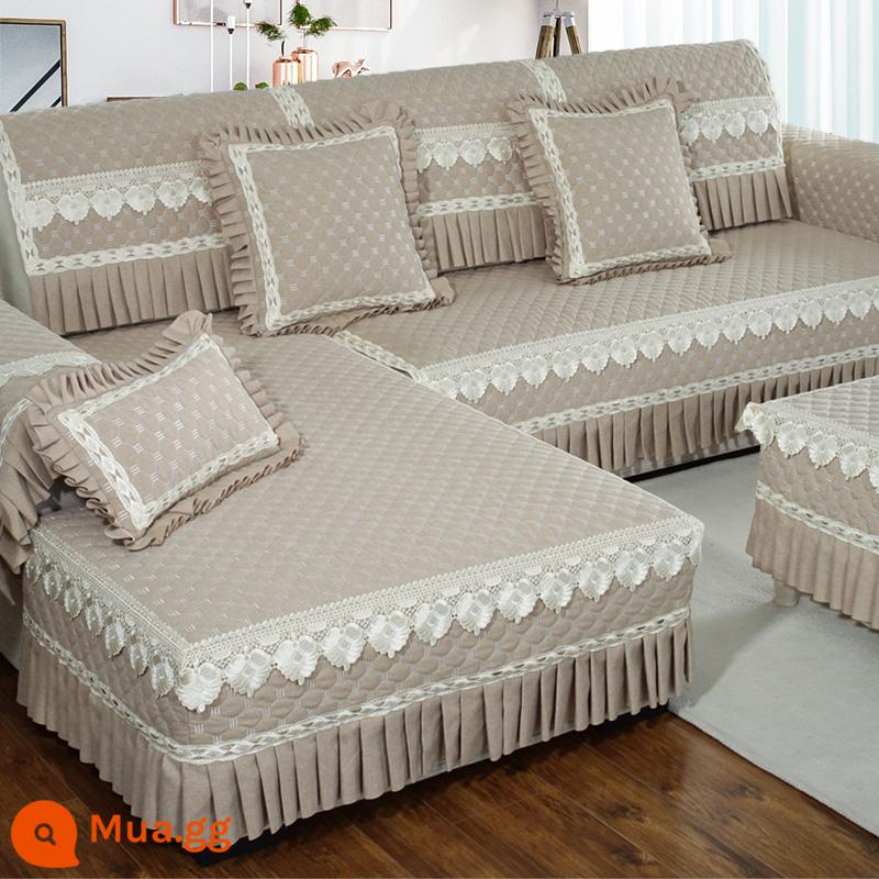 Một bộ hoàn chỉnh của bọc ghế sofa bao gồm tất cả các bộ đệm sofa đa năng đệm bốn mùa chống trượt Bắc Âu đệm dày đơn giản - (Vải cotton và lanh thấm ẩm) Jianya - Khaki