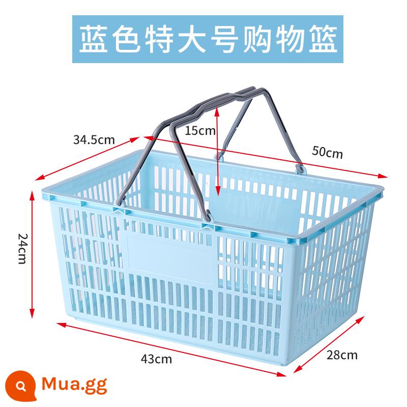 Siêu thị mua sắm xe đẩy nhựa thể hiện giỏ tay giỏ mua sắm đồ ăn nhẹ cửa hàng tiện lợi kéo giỏ có bánh xe - Thẳng màu xanh cực lớn