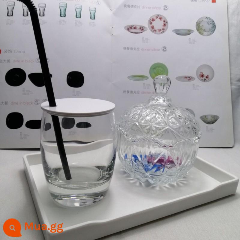 Nhựa Acrylic Cốc Nắp Kính Tùy Chỉnh Tên Shop LOGO Nước Ấm Trà Trong Suốt Vòng Làm Tóc Cup - Bộ 10 cốc + nắp + khay + cốc trái cây số 10