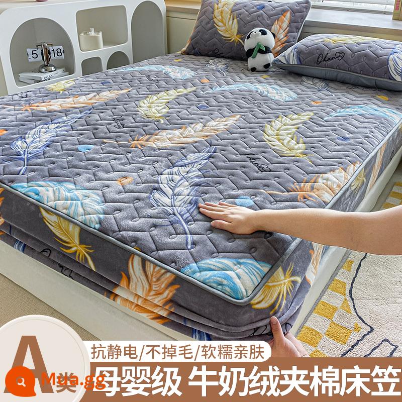 Giường cotton Velvet sữa, giường đơn, 2022 Túi đựng tấm nệm san hô dày mùa đông mới - Lông vũ nhẹ bay [Nhung sữa ấm]