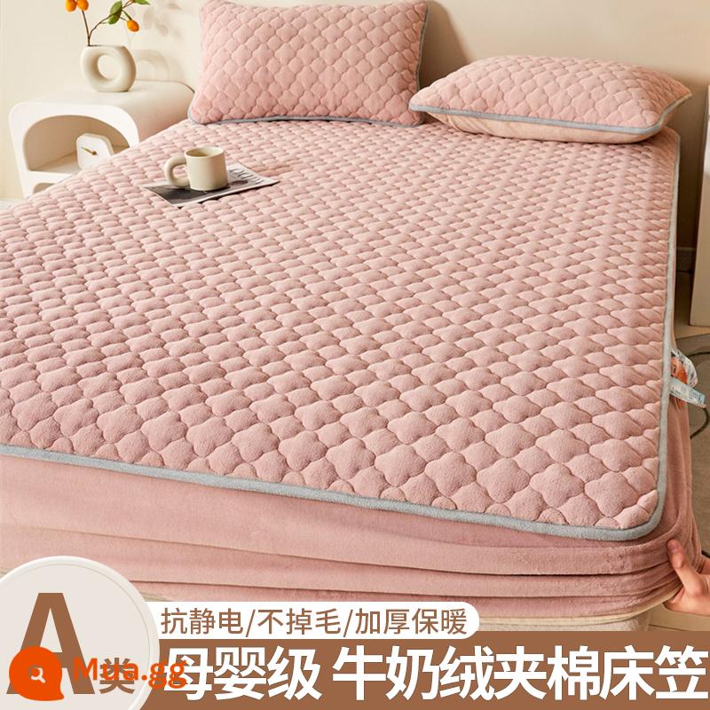 Giường cotton Velvet sữa, giường đơn, 2022 Túi đựng tấm nệm san hô dày mùa đông mới - Bột đậu nhẹ [nhung sữa ấm]