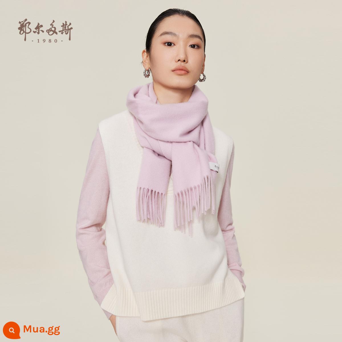 Ordos 1980 nam và nữ cùng phong cách 22 mùa thu đông mới khăn quàng cổ ấm áp toàn bộ bằng cashmere nguyên chất 180x30cm - hồng