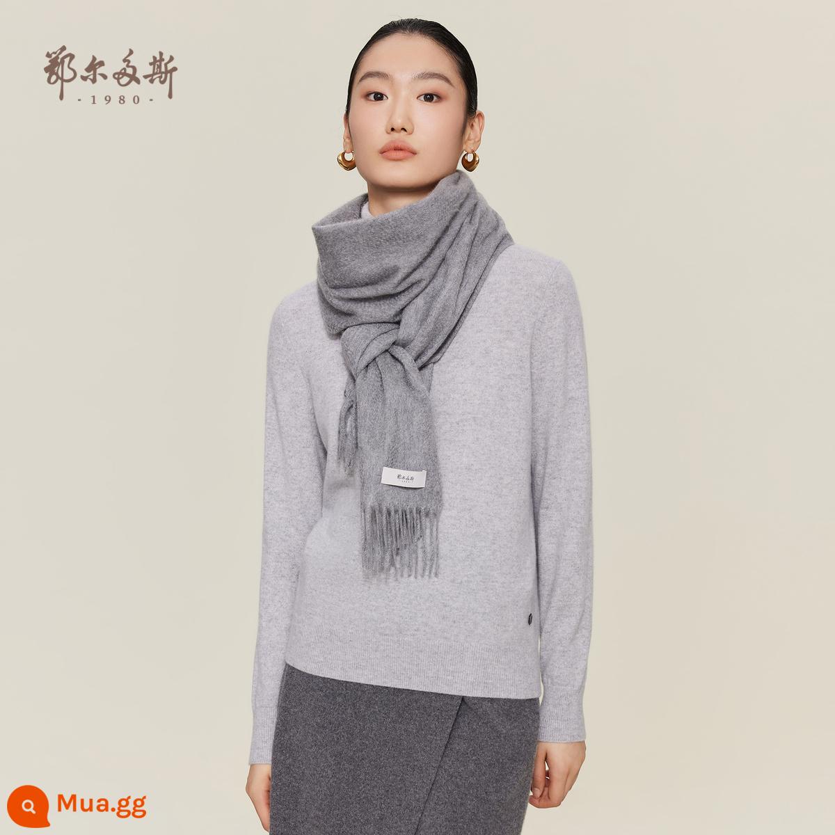 Ordos 1980 nam và nữ cùng phong cách 22 mùa thu đông mới khăn quàng cổ ấm áp toàn bộ bằng cashmere nguyên chất 180x30cm - xám