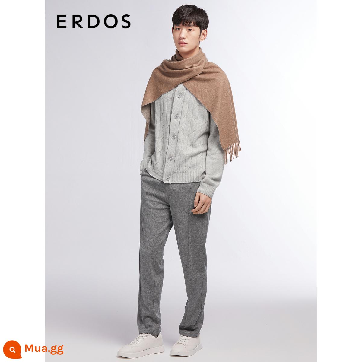 ERDOS nam mùa thu và mùa đông cashmere nguyên chất họa tiết nước hai màu khăn mềm mại và thoải mái 180x30cm - nâu trà nhạt