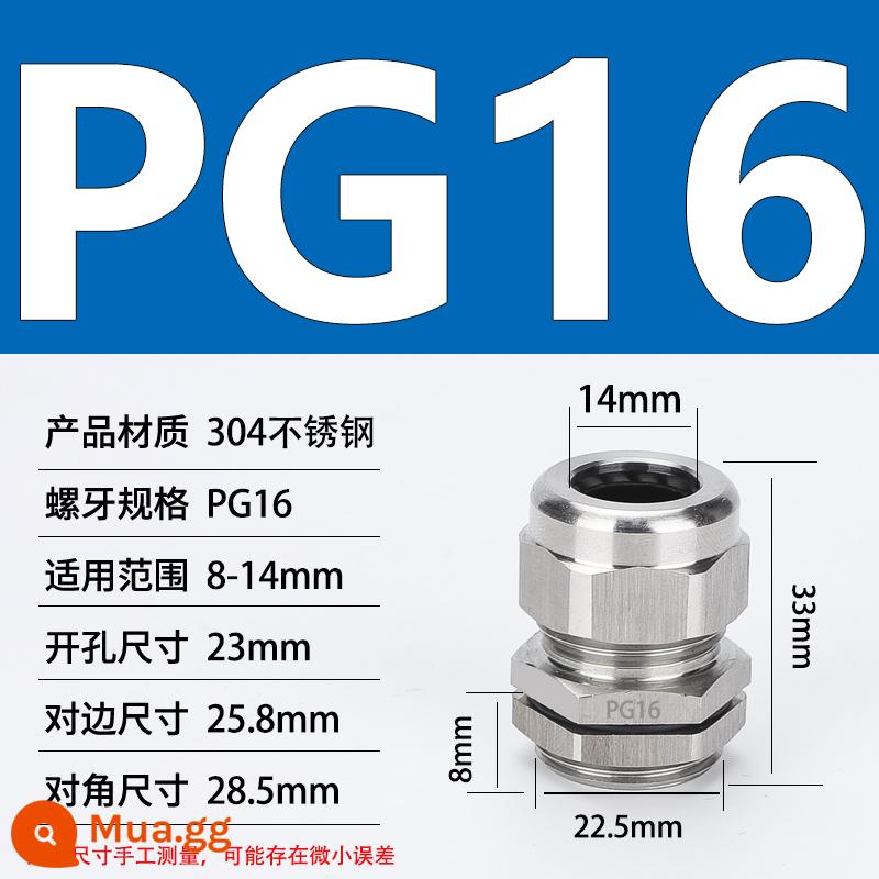 Thép không gỉ 304 chống cháy nổ tuyến kim loại chống thấm nước đầu nối cáp cói nhồi hộp nối khóa mẹ M20 - Khoan lắp đặt PG16 (đường kính dây 10-14) 23