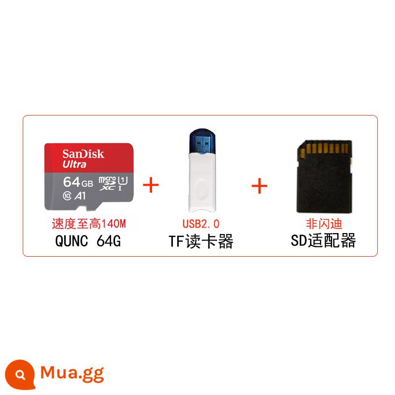 SanDisk độ bền cao video giám sát thẻ nhớ microSD 64G máy ghi hình lái xe thẻ ống kính chụp ảnh giám sát - QUNC 64G 120M+ đầu đọc thẻ 2.0 miễn phí + ngăn chứa thẻ SD