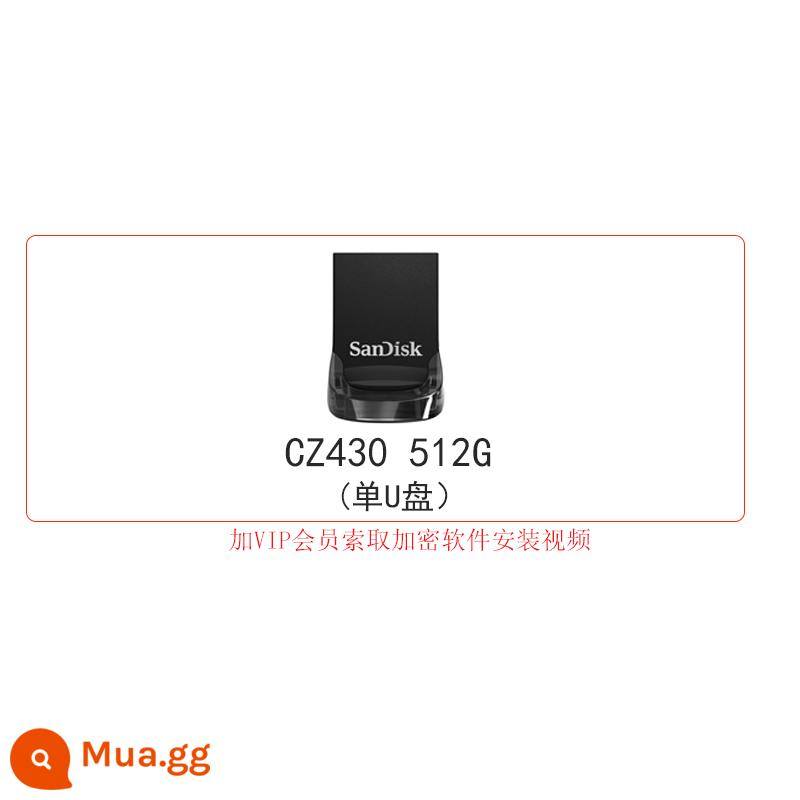 SanDisk32g U disk tốc độ cao usb3.1 CZ430 mát đậu mini xe máy tính cực kỳ krypton chế độ canh gác ổ đĩa flash USB - CZ430 512G