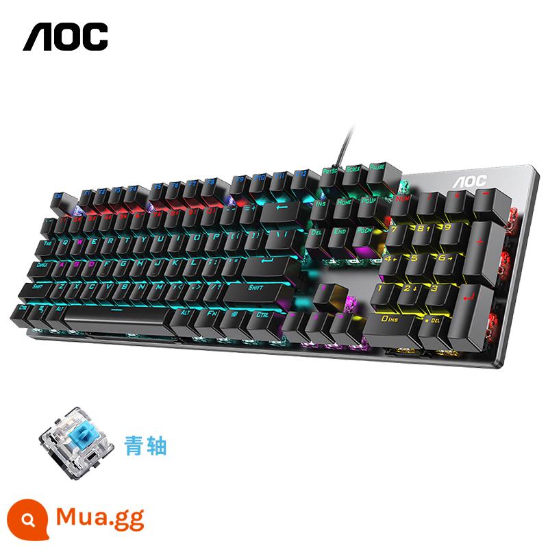 Bộ bàn phím và chuột cơ AOC GK410 trục xanh chuyên game gõ văn phòng có dây 108 phím - Bàn phím đơn ánh sáng hỗn hợp AOC GK410