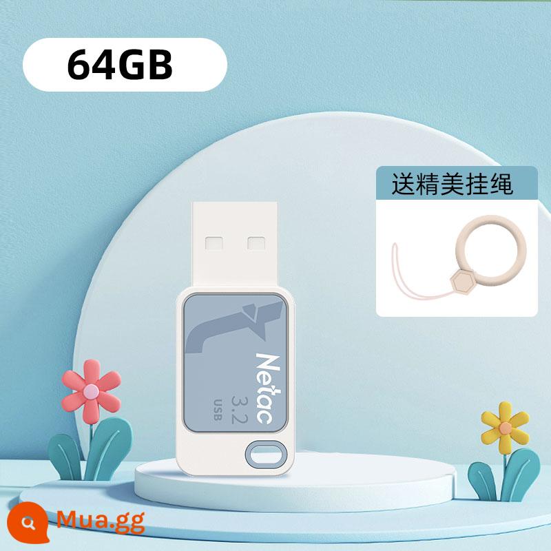 Ổ đĩa flash Netac điện thoại di động dễ thương máy tính sử dụng kép cô gái hoạt hình sinh viên tốc độ cao ổ đĩa flash USB mini giá trị cao đích thực - 64G (xanh xa)