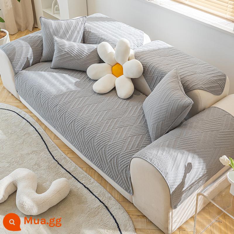 Mumi Sofa Đệm Bốn Mùa Đa Năng Vỏ Kem Khăn Nhẹ Sang Trọng Đơn Giản Hiện Đại Đệm Chống Trơn Trượt Ghế Sofa mùa Đông - Lingyu [xám nhạt]