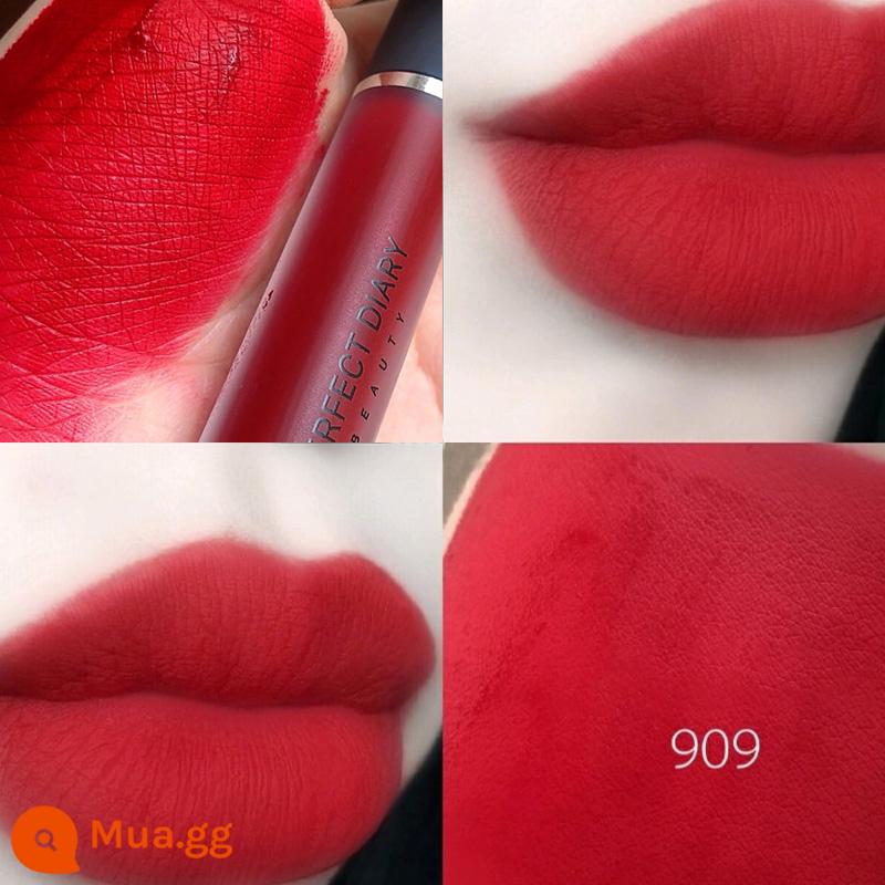 Perfect Diary Matte Lip Men 939 Bean Paste Color Lipstick 909 Niche Brand 704 Phong Cách Sinh Viên Nữ Chính Hãng Dưỡng Ẩm - 909-Điệu Waltz nhỏ màu đỏ tía cổ điển