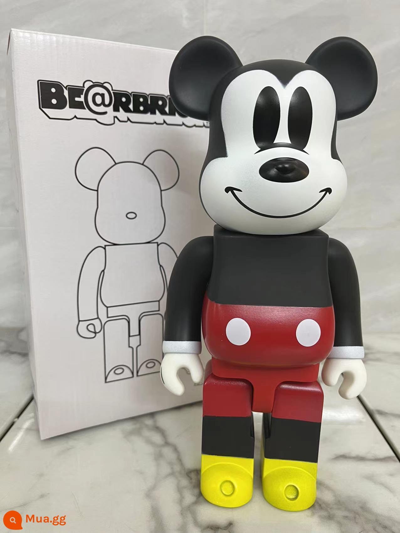 Bearbrick lưới đỏ bạo lực gấu búp bê trang trí phòng khách xây dựng mô hình khối búp bê gấu dâu tây gấu mù hộp quà tặng - Mickey trắng