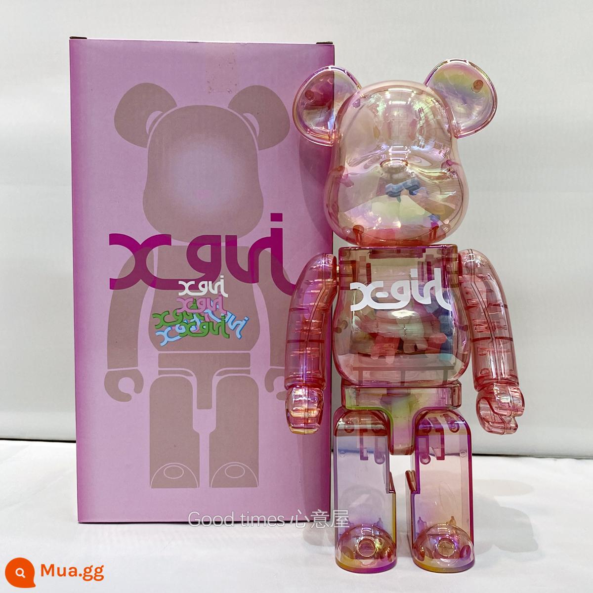 bearbrick bạo lực gấu thủy triều chơi mạ điện khối xây dựng gấu trang trí phòng khách nghệ thuật mô hình búp bê búp bê thủy triều mù hộp - Mạ điện xg hồng (phiên bản cao cấp có khớp bấm)