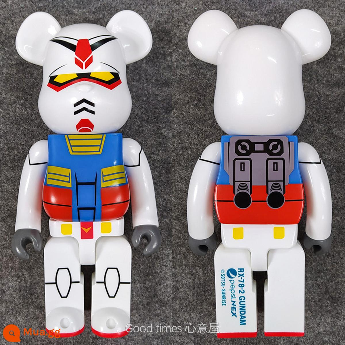 Bearbrick lưới đỏ bạo lực gấu búp bê trang trí phòng khách xây dựng mô hình khối búp bê gấu dâu tây gấu mù hộp quà tặng - Gundam trắng