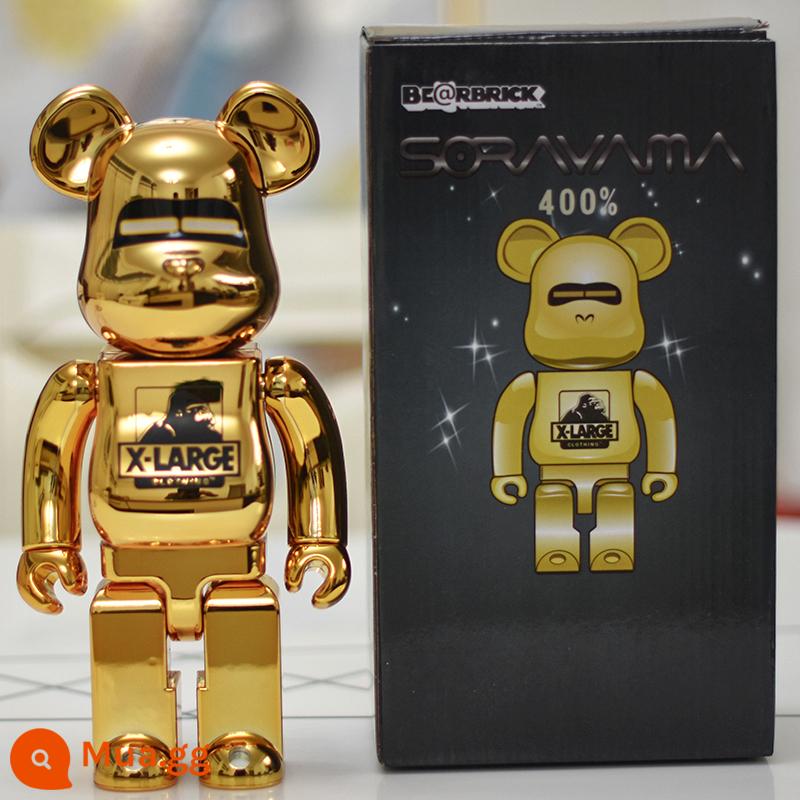 bearbrick bạo lực gấu thủy triều chơi mạ điện khối xây dựng gấu trang trí phòng khách nghệ thuật mô hình búp bê búp bê thủy triều mù hộp - Màu xanh nhạt