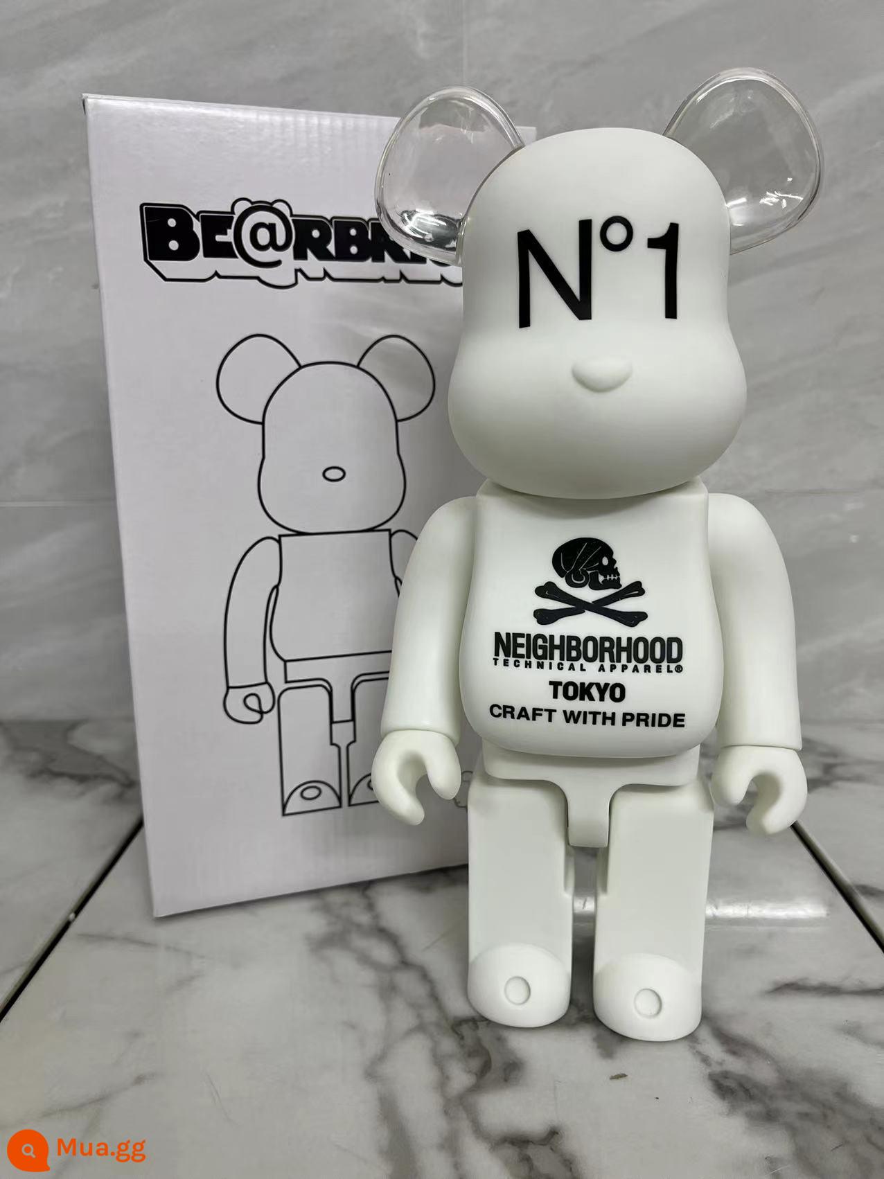 Bearbrick lưới đỏ bạo lực gấu búp bê trang trí phòng khách xây dựng mô hình khối búp bê gấu dâu tây gấu mù hộp quà tặng - NO1 trắng