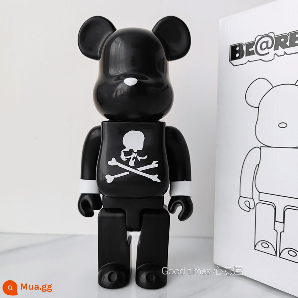 Bearbrick lưới đỏ bạo lực gấu búp bê trang trí phòng khách xây dựng mô hình khối búp bê gấu dâu tây gấu mù hộp quà tặng - Hộp sọ đen