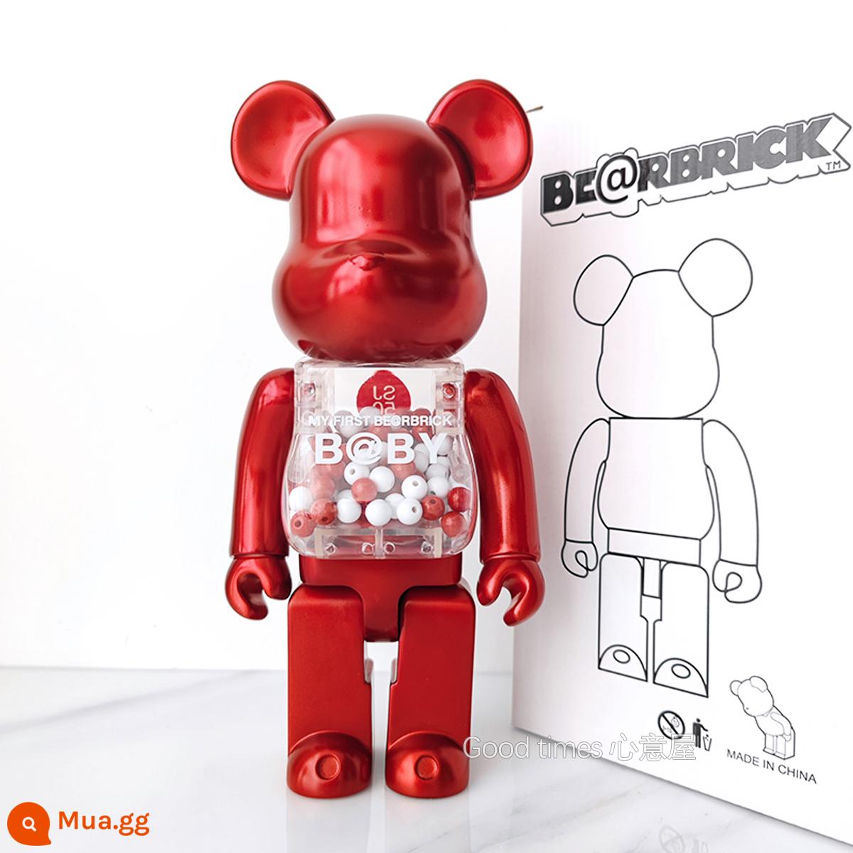 Bearbrick lưới đỏ bạo lực gấu búp bê trang trí phòng khách xây dựng mô hình khối búp bê gấu dâu tây gấu mù hộp quà tặng - dưa hấu đỏ