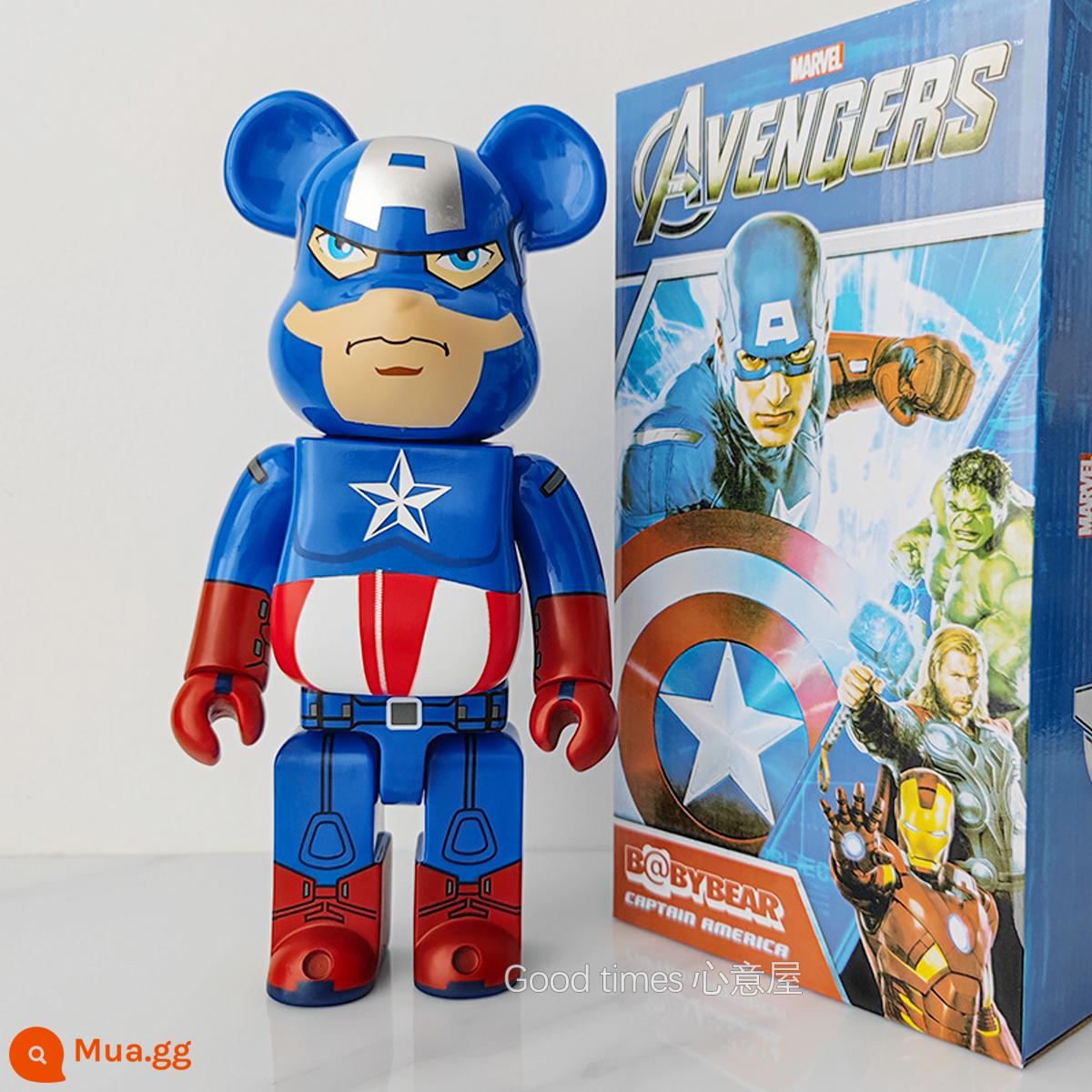 Bearbrick lưới đỏ bạo lực gấu búp bê trang trí phòng khách xây dựng mô hình khối búp bê gấu dâu tây gấu mù hộp quà tặng - đội trưởng Mỹ