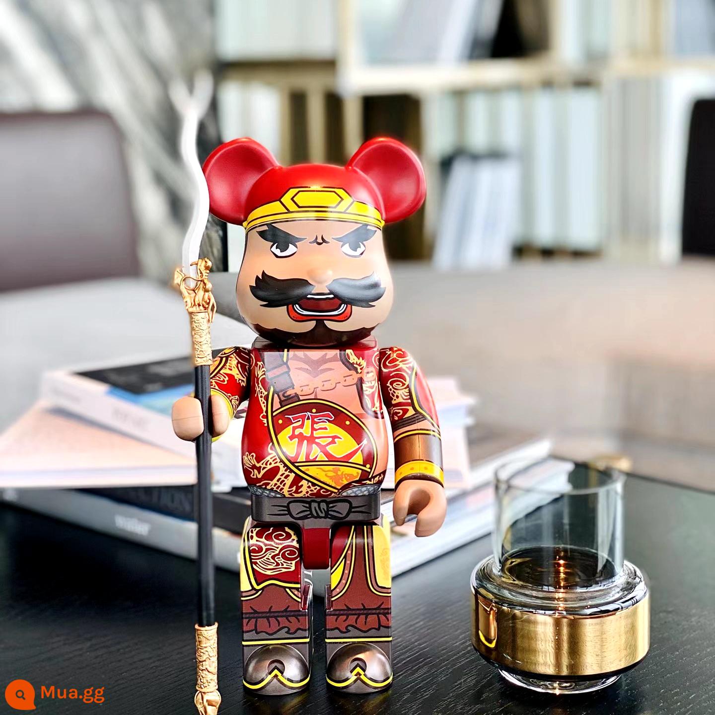 Bearbrick400% bạo lực gấu khối xây dựng gấu trang trí phòng khách mô hình trang trí búp bê Van Gogh búp bê triều chơi gấu - Màu vàng chanh