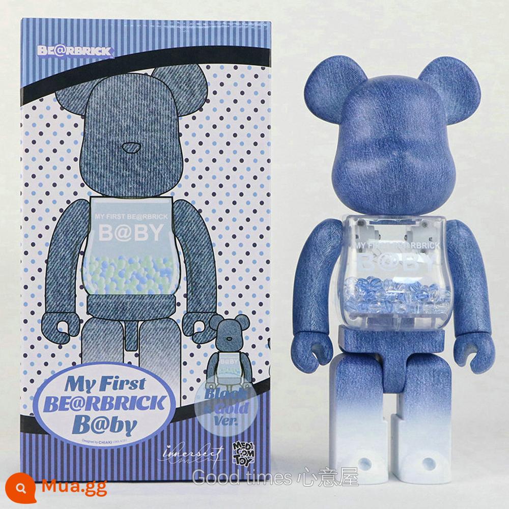 Bearbrick400% bạo lực gấu khối xây dựng gấu trang trí phòng khách mô hình trang trí búp bê Van Gogh búp bê triều chơi gấu - Denim Qianqiu (phiên bản cao cấp bị nứt khớp)