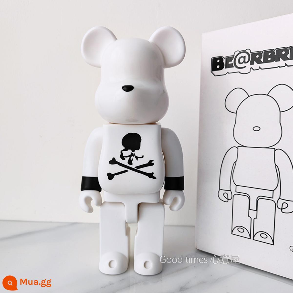 Bearbrick lưới đỏ bạo lực gấu búp bê trang trí phòng khách xây dựng mô hình khối búp bê gấu dâu tây gấu mù hộp quà tặng - hộp sọ trắng