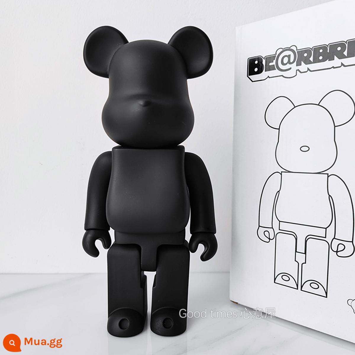 Bearbrick lưới đỏ bạo lực gấu búp bê trang trí phòng khách xây dựng mô hình khối búp bê gấu dâu tây gấu mù hộp quà tặng - màu đen tinh khiết