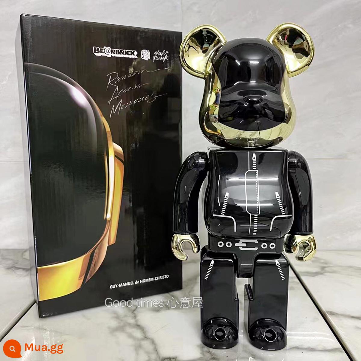 bearbrick bạo lực gấu thủy triều chơi mạ điện khối xây dựng gấu trang trí phòng khách nghệ thuật mô hình búp bê búp bê thủy triều mù hộp - vàng nhạt