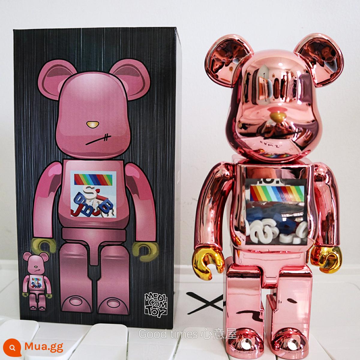 bearbrick bạo lực gấu thủy triều chơi mạ điện khối xây dựng gấu trang trí phòng khách nghệ thuật mô hình búp bê búp bê thủy triều mù hộp - màu xanh da trời