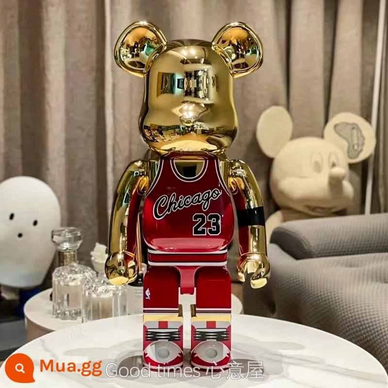 bearbrick bạo lực gấu thủy triều chơi mạ điện khối xây dựng gấu trang trí phòng khách nghệ thuật mô hình búp bê búp bê thủy triều mù hộp - xám nhạt