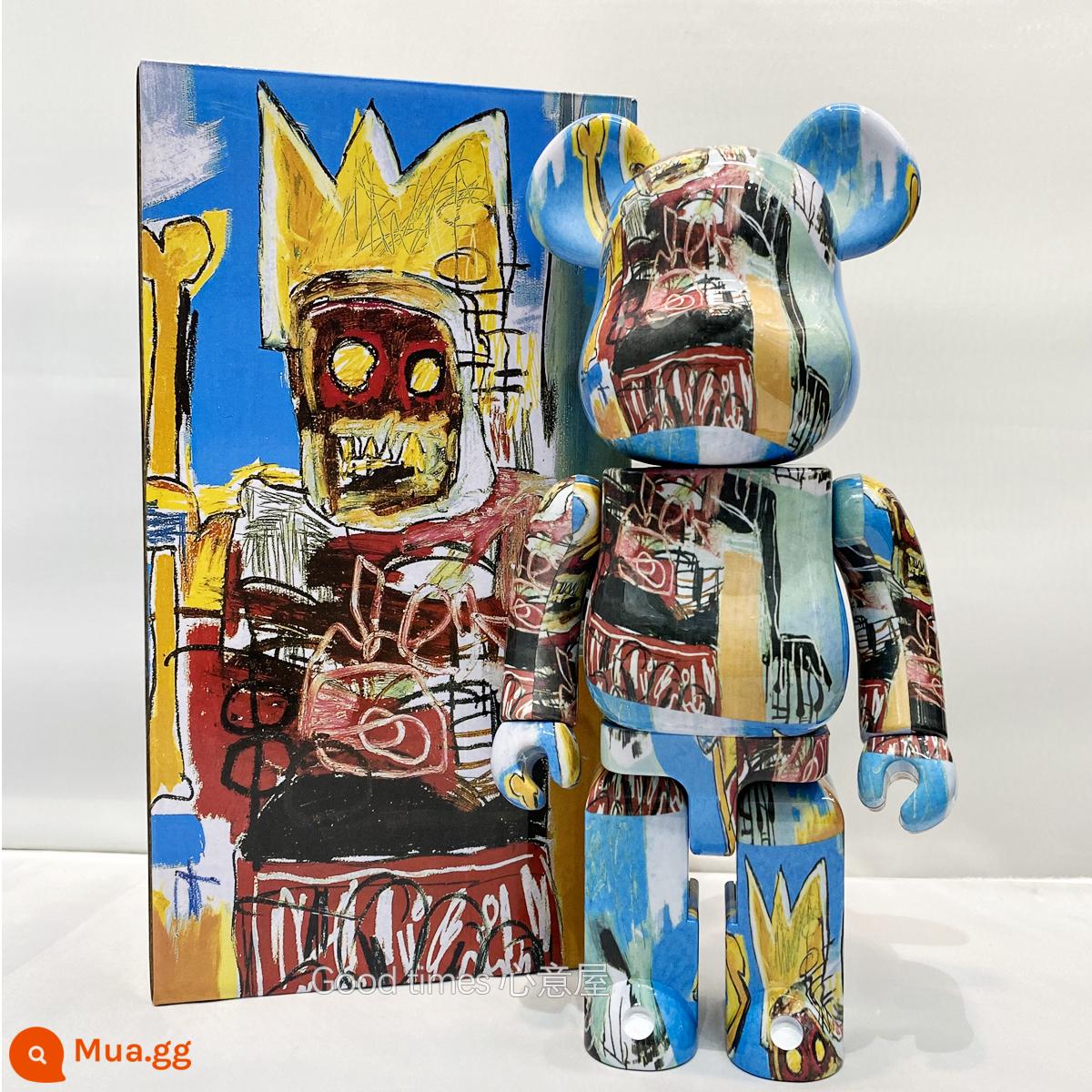 bearbrick bạo lực gấu thủy triều chơi mạ điện khối xây dựng gấu trang trí phòng khách nghệ thuật mô hình búp bê búp bê thủy triều mù hộp - Basquiat (phiên bản cao cấp có khớp bấm)