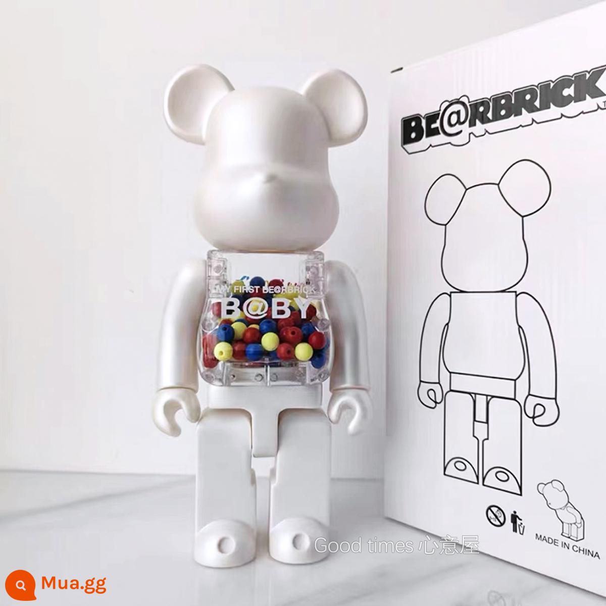 Bearbrick lưới đỏ bạo lực gấu búp bê trang trí phòng khách xây dựng mô hình khối búp bê gấu dâu tây gấu mù hộp quà tặng - màu xanh lợt