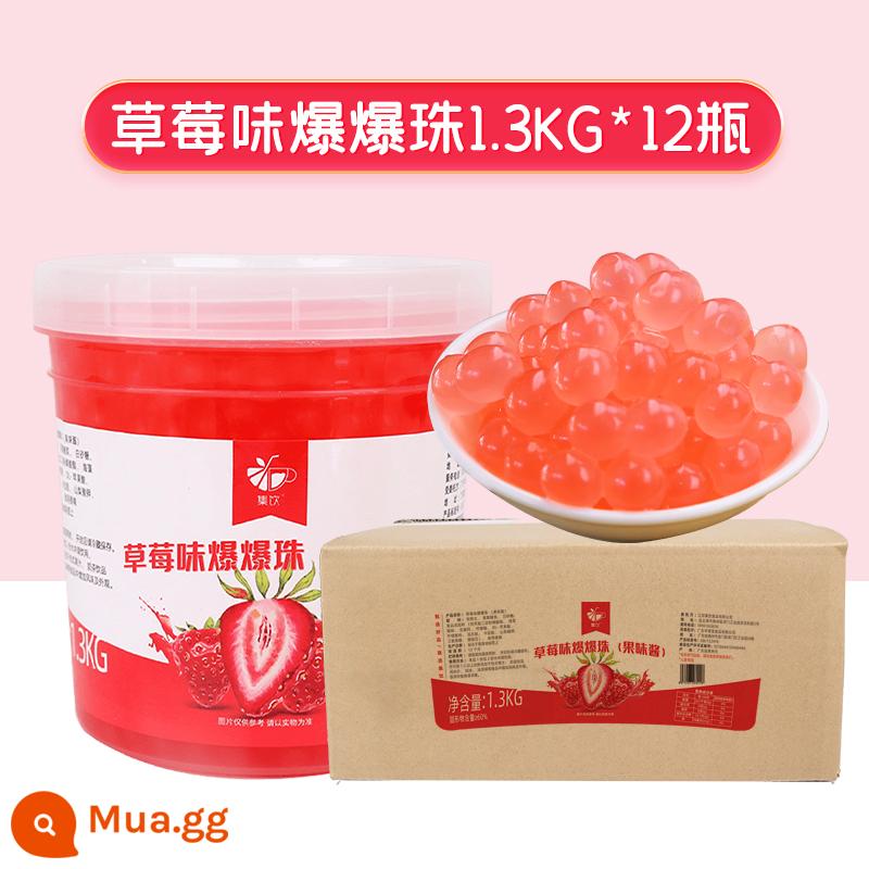 Full box 12 chai*1.3kg bộ sưu tập lưới uống hạt popping đỏ đóng thùng trứng popping trái đào ngon ngọt câu cá trái cây popping hạt thương mại - Ji Drink Vị Dâu (Hộp đầy đủ 12 chai*1.3kg)