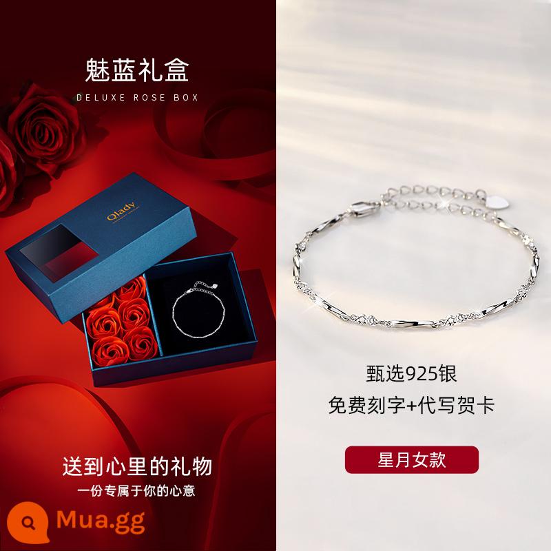 Lắc tay cặp đôi Mobius, lắc tay bạc đôi tình nhân nam nữ, quà tặng Valentine bằng bạc ý cho bạn gái, chàng trai - Mẫu nữ Xingyue [Hộp quà màu xanh quyến rũ]