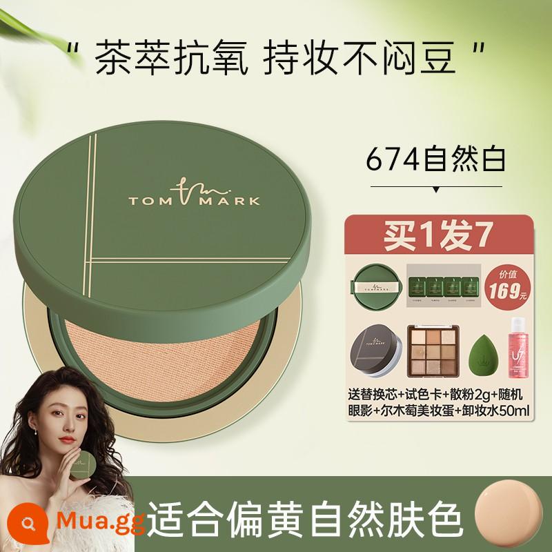 Tang Meike Mousse Cushion Foundation Kiểm Soát Dầu Dưỡng Ẩm Trang Điểm Da Hỗn Hợp Khô Che Khuyết Điểm Bạch Kim Băng BB Cream Tommark - Đệm Matcha Bạc #674 Trắng Tự Nhiên