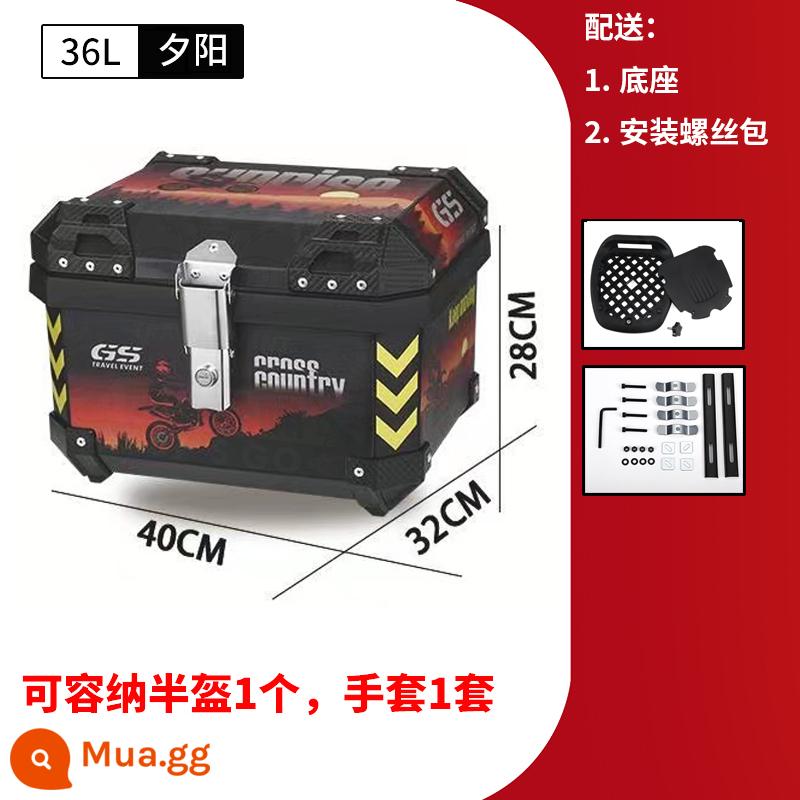 Xe Máy Không Hợp Kim Nhôm Đuôi Hộp Cốp Sau Hộp Đuôi Hộp ABS Hộp Xe Điện Đa Năng Mavericks - Sunset 36L + đế + phụ kiện chính hãng miễn phí