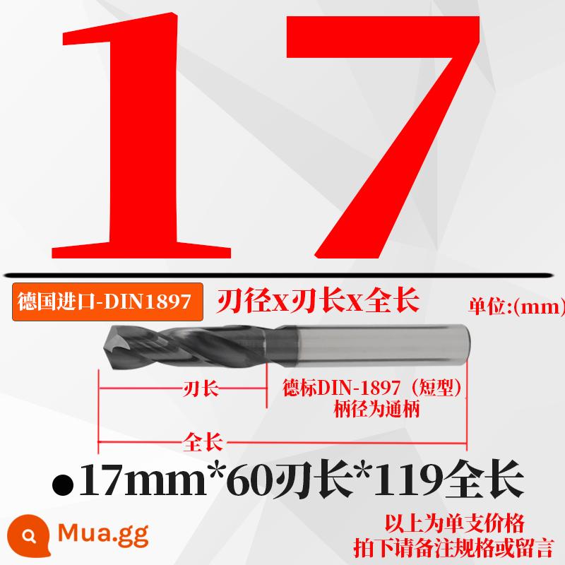 Đức nhập khẩu cứng hợp kim thép vonfram mũi khoan độ cứng cao loại ngắn xử lý nhiệt khuôn thép đúc mũi khoan xoắn 3-20mm - Đục ngắn 17,0mm * 60 * tổng chiều dài 120 (1 nhánh)