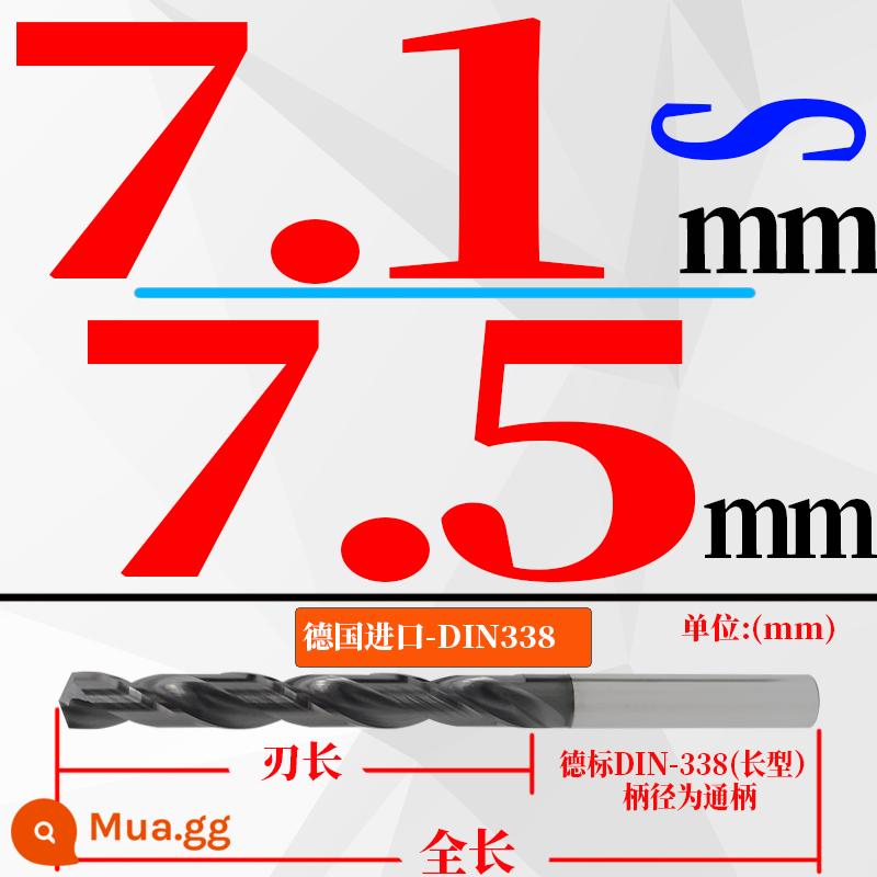 Đức nhập khẩu cứng hợp kim thép vonfram mũi khoan độ cứng cao loại ngắn xử lý nhiệt khuôn thép đúc mũi khoan xoắn 3-20mm - (7,1-7,5) mm * 69 chiều dài lưỡi * 109 tổng chiều dài (1 nhánh) cái đục dài