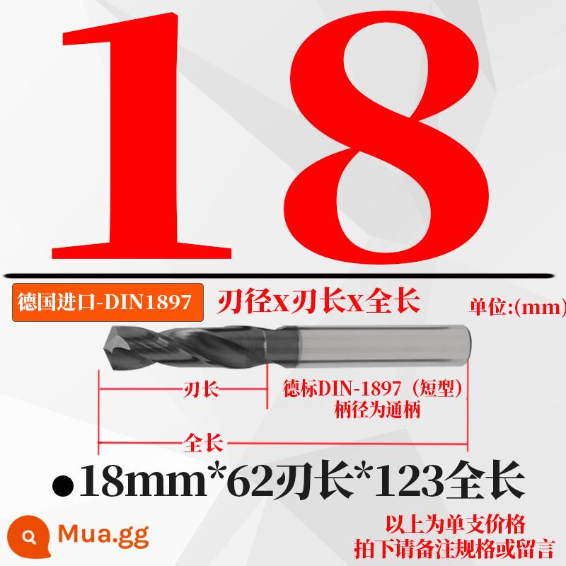 Đức nhập khẩu cứng hợp kim thép vonfram mũi khoan độ cứng cao loại ngắn xử lý nhiệt khuôn thép đúc mũi khoan xoắn 3-20mm - Đục ngắn 18,0mm * 62 * 123 tổng chiều dài (1 nhánh)
