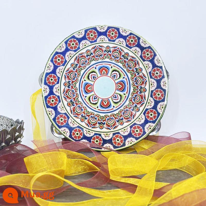 Đôn Hoàng Bay Tambourine Cổ Đạo Cụ Tambourine Hanfu Trẻ Em Cầm Tay Ảnh Trống Ruy Băng Trống Đường Trống Nhạc Cụ Múa - Trắng