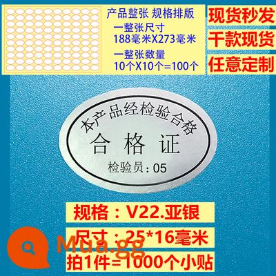 Giấy chứng nhận kiểm định Kiểm định viên QCPASSED sản phẩm đủ tiêu chuẩn nhãn kiểm tra chất lượng laser câm bạc sáng bạc - 22 thanh tra chứng chỉ câm bạc 05-1000 miếng dán