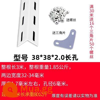 Kệ góc chất liệu thép lắp ráp kho giá kệ đa năng góc sắt thép siêu thị khung sắt tam giác - [Trắng] Giá mẫu lỗ dài 38 * 38 * 2.0 trên mét