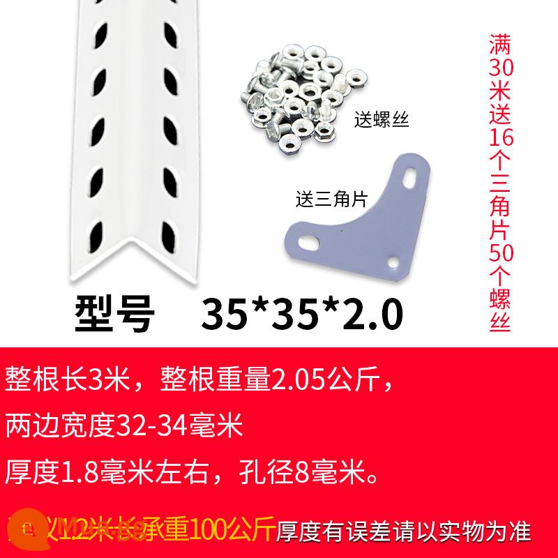 Kệ góc chất liệu thép lắp ráp kho giá kệ đa năng góc sắt thép siêu thị khung sắt tam giác - [Trắng] Giá mẫu 35*35*2.0 trên mét