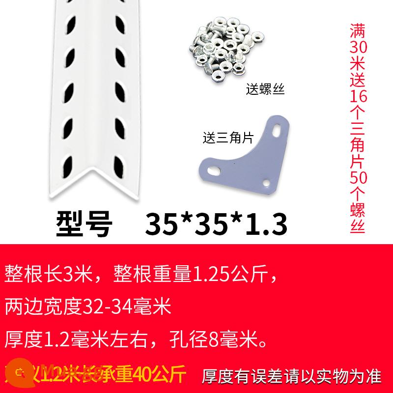 Kệ góc chất liệu thép lắp ráp kho giá kệ đa năng góc sắt thép siêu thị khung sắt tam giác - [Trắng] Giá mẫu 35*35*1.3 mỗi mét