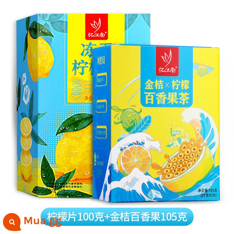 Nhớ lại Jiangnan 120g trà trái cây sấy khô ăn liền đóng gói riêng lẻ ngâm trong nước cho nam và nữ trà trái cây đông khô mật ong lát chanh - Mua 1 shot 2 = 100g chanh lát + 105g quất và chanh dây