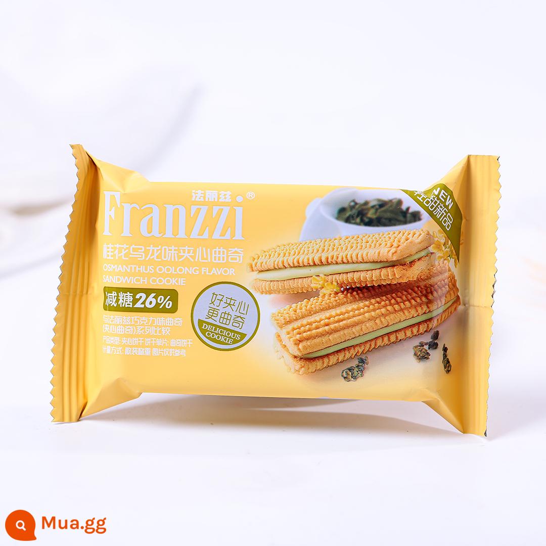 Fariz Bánh quy sô cô la Sandwich Matcha Mousse Nguyên hộp Túi được cân số lượng lớn Đồ ăn nhẹ thông thường Bánh quy ăn nhẹ - [Phiên bản ít đường] Hương vị Ô long Osmanthus 20 gói