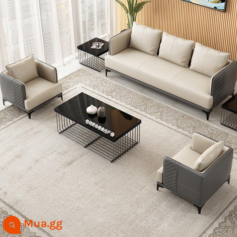 Ghế sofa văn phòng kết hợp bàn trà đơn giản gói giải trí nghỉ ngơi khu vực tiếp tân tiếp tân kinh doanh đàm phán nhỏ ba người - 1+1+3 [xám trên nền trắng nhạt] (không có bàn cà phê)