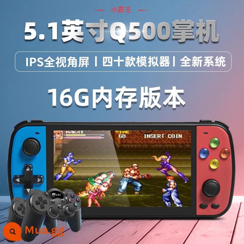 Máy chơi game Xiaobawang mới q900 màn hình lớn 7 inch độ nét cao dành cho trẻ em mô hình hoài cổ cổ điển kiểu cũ máy chơi game cầm tay cổ điển gba Tetris arcade đôi psp cầm tay để gửi cho bạn trai - Q500 đỏ và xanh 16G [phiên bản nâng cấp kép] Màn hình lớn độ phân giải cao 5,1 inch + 2 tay cầm