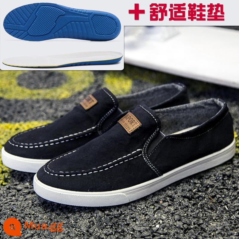 Mùa Xuân Năm 2023 Tất Cả Trận Đấu Nam Giày Vải Slip-on Thể Thao Giày Lười Thoáng Khí Làm Việc giày Chống Trượt - F05 đen + đế êm ái