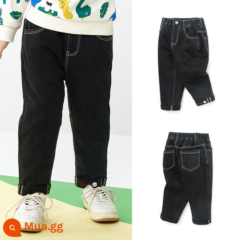 Balabala quần áo trẻ em quần bé trai quần bé gái trẻ em thu đông trẻ em nhung in hình dễ thương - Denim wash đen 98201